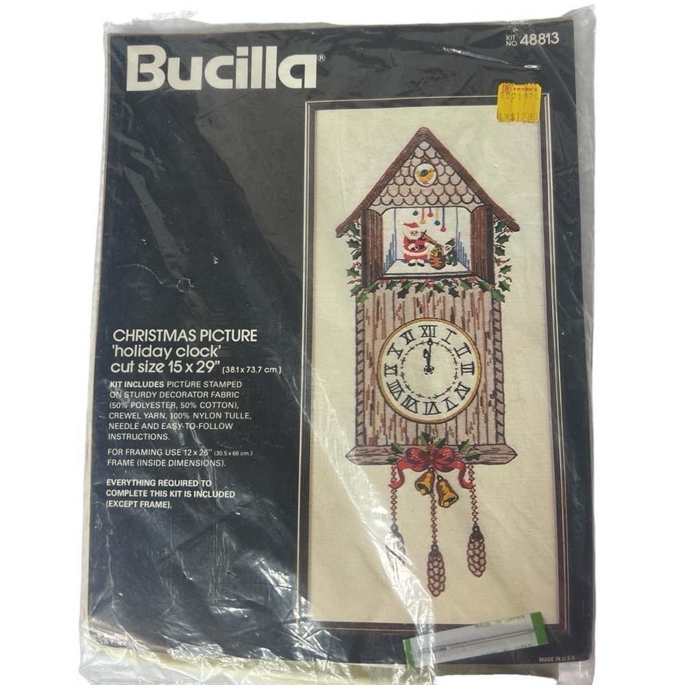 Bucilla Christmas “Holiday Clock” Embroidered Stitch Kit Vintage